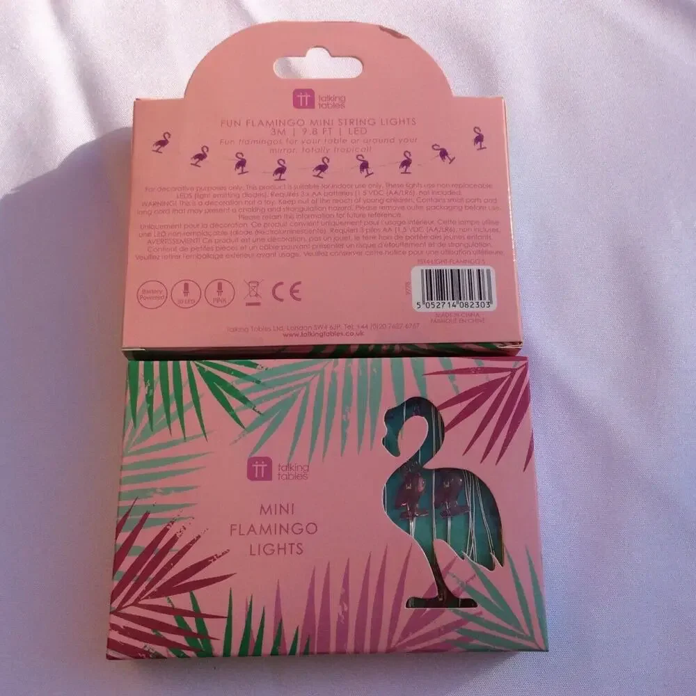 Talking Tables New Tropical Mini Pink Flamingo LED Lights Set Of 2 Decor Party